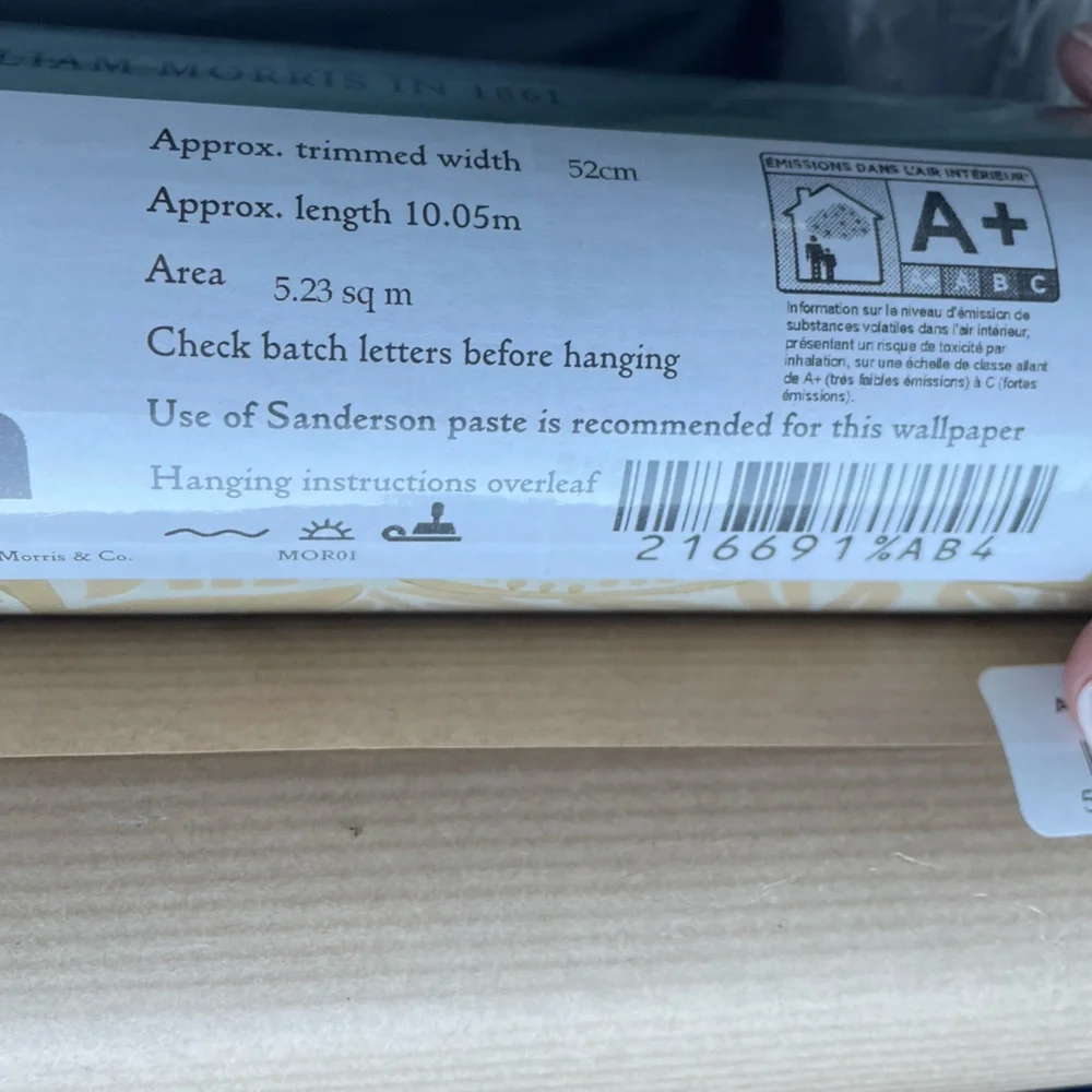 2 Rolls of William Morris APPLE WALLPAPER in Honey Gold
